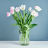 tulip flowers bouquet in vase on blue background 2022 12 16 12 49 50 utc groot